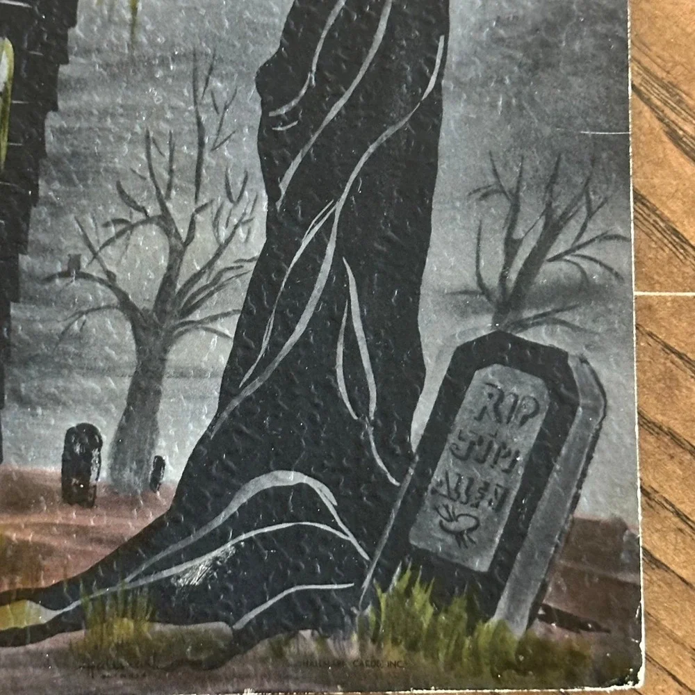 Vintage Hallmark Halloween Haunted House Poster Art Ghosts Pumpkins 15x11